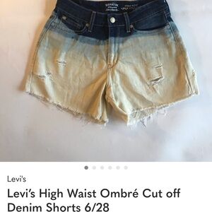 Levi’s High Waist Ombré Cut off Denim Shorts 6/28